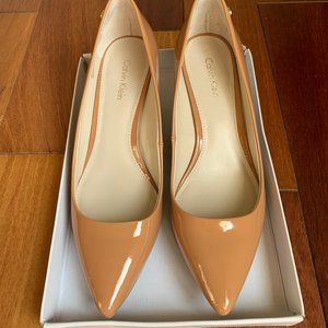 Calvin Klein Patent Leather Wedge Pump New in Box